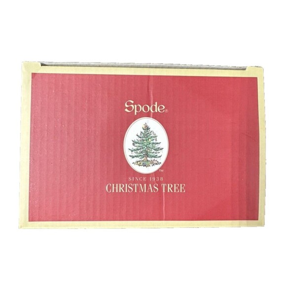 Spode Black and White Porcelain Christmas Tree Mug and Spoon Set New in Box - Picture 4 of 12